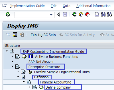 Define Company in SAP - SAP Menu path