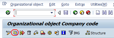 organizational object company code screen