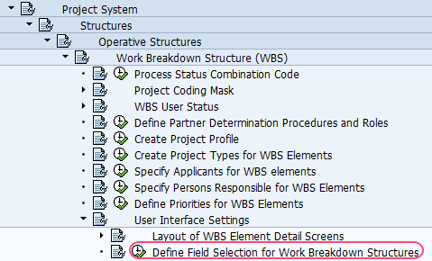 Define Field Selections for Work Breakdown Structure