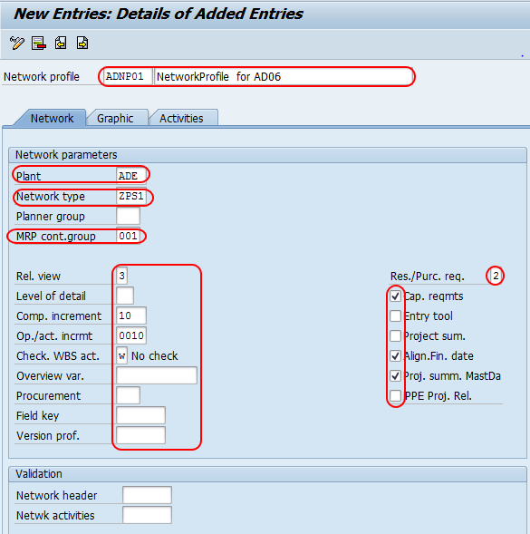Maintain network profiles in SAP