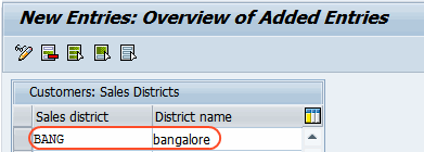 customers sales districts entries