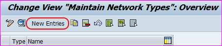 maintain network types new entries screen