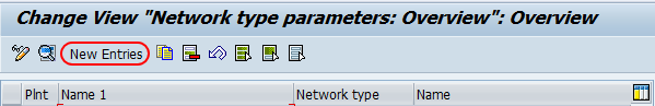 network type parameters overview screen