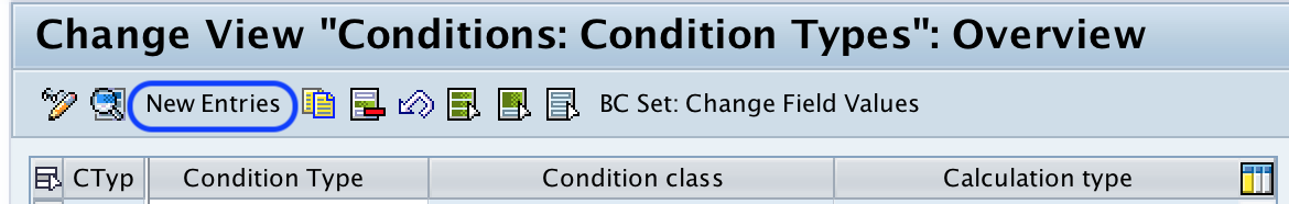 Condition types new entries in SAP