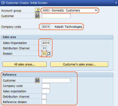 Create customer master data