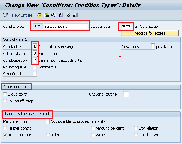 condition types for tax