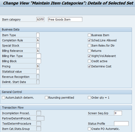 Define Sales Document Item Category