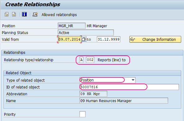 How to create new position using PQ13 in SAP