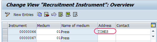 Create Recruitment Instruments in SAP addresses recruitment instrument