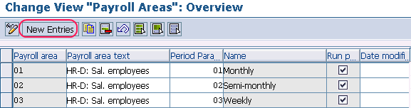 create new payroll areas in SAP
