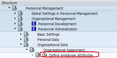 Define Employee Attributes SAP Path