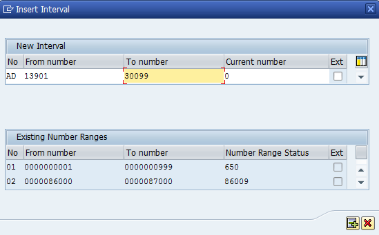 Business Partner Grouping numer range intervals