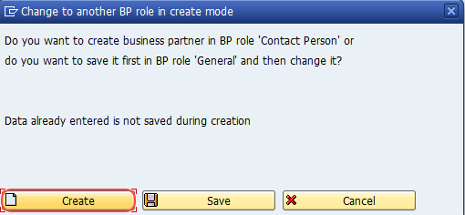 change to another BP role in create mode