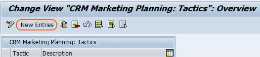 CRM Marketing planning tactics screen.