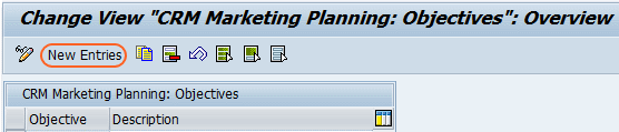 CRM marketing planning objectives overview screen