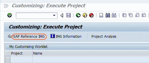 SAP Reference IMG Path screen