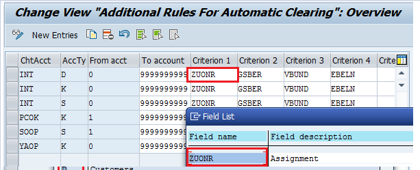 SAP Automatic Clearing Rules – Assignment Field