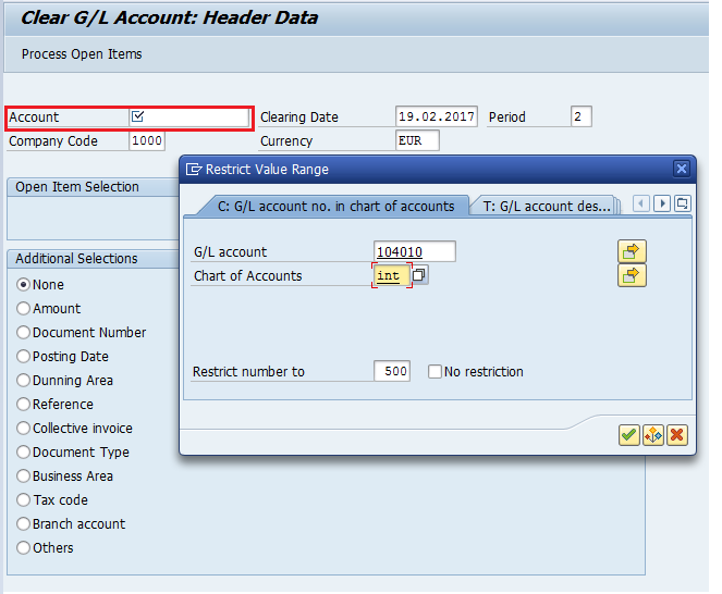 Clear G/L Account Transaction