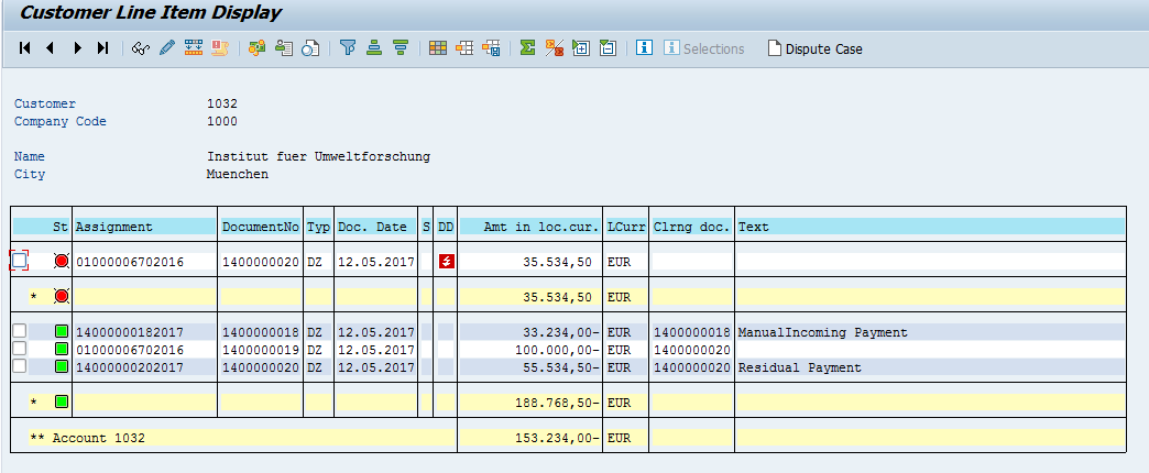 SAP Customer Open Items – After Residual Payment