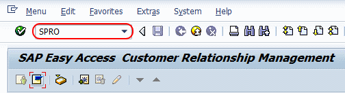 Transaction code SPRO CRM systems