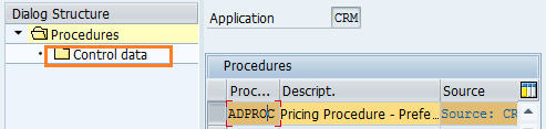 copy all entries of pricing procedure in SAP CRM control data