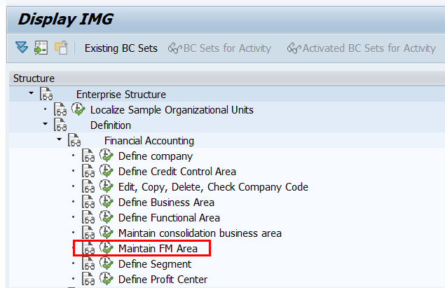 Maintain FM Area in SAP Path