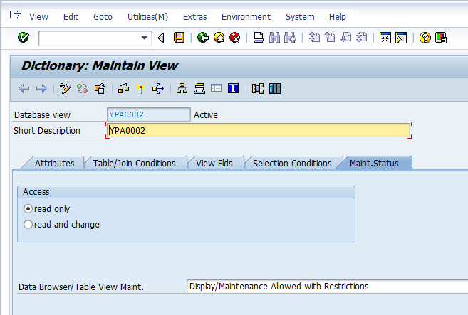 Database View - Maintenance Status Database View - Maintenance Status