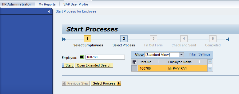 Select an Employee for a Process Select an Employee for a Process