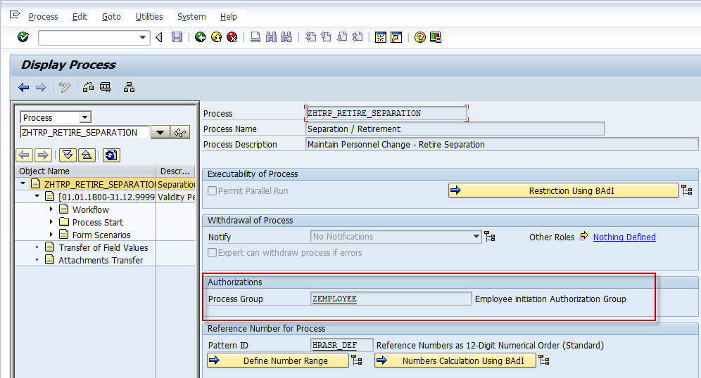 Specifying a process group for a process
