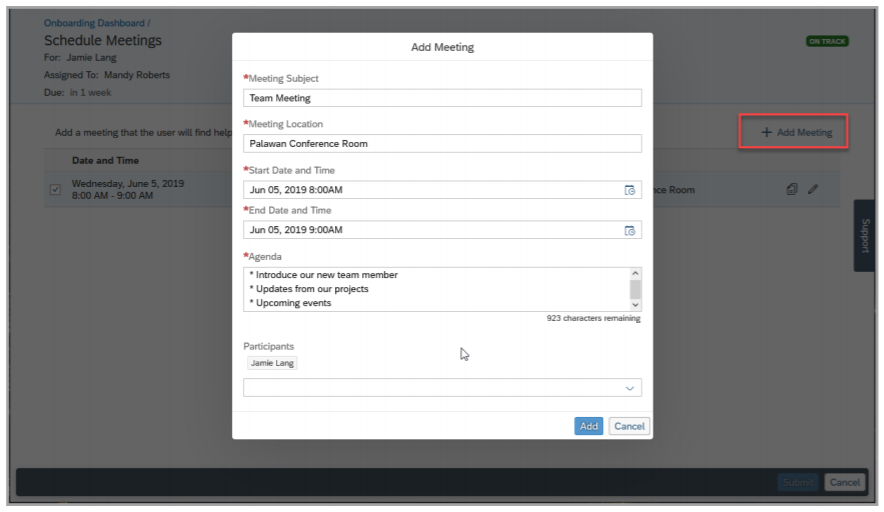 Schedule a Meeting task