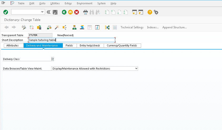 Basic SAP Table Parameters