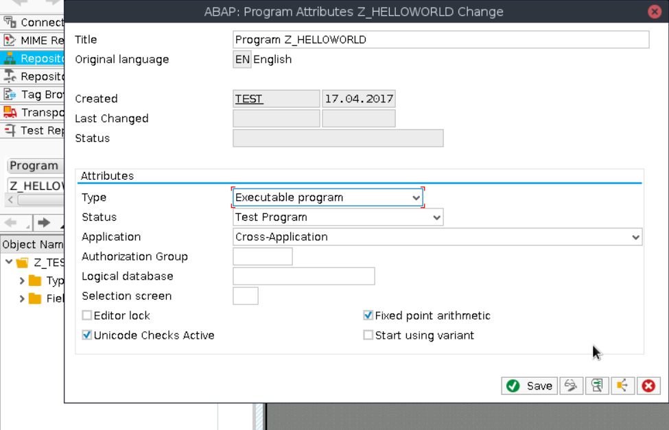 SAP ABAP Program Attributes