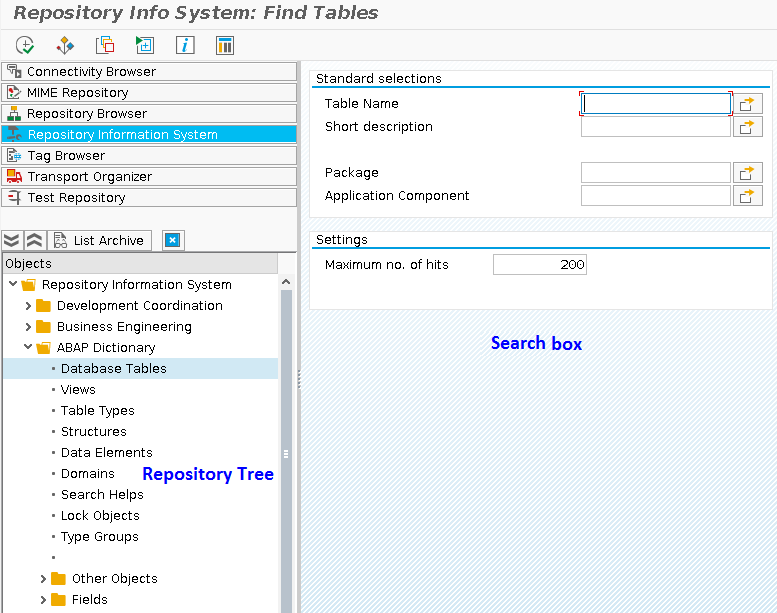 Searching Objects in Repository Information System with the Help of Search Box