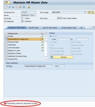 Dealing with Pre-booking Errors in SAP Personnel Administration