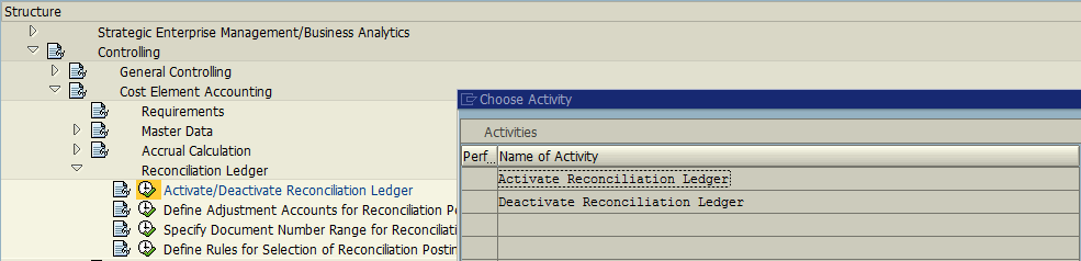 Activate SAP Reconciliation Ledger – Menu Path