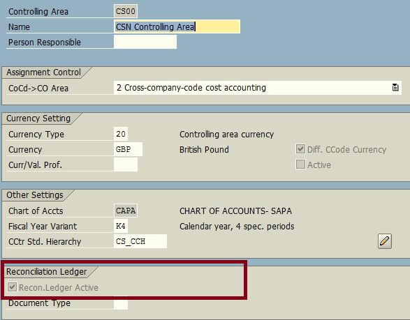 SAP Reconciliation Ledger is Active