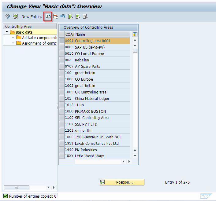 IMG Transaction OKKP for Configuring Controlling Areas