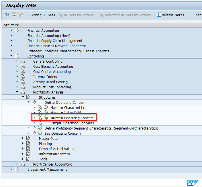 IMG Path to Configure SAP Operating Concern