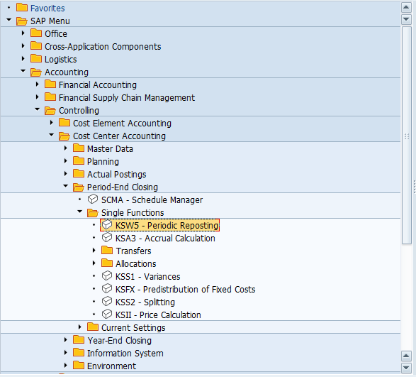 KSW5 – Periodic Reporting Transaction in SAP Easy Access Menu