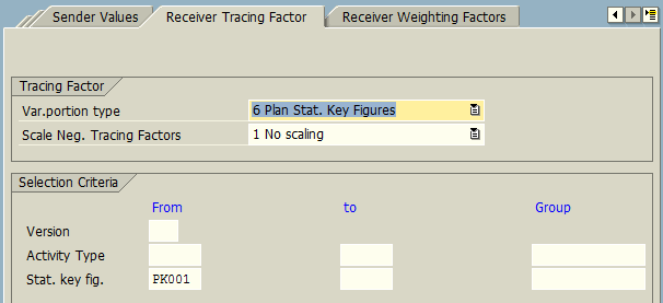 Create Plan Indirect Activity Allocation Cycle – Receiver Tracing Factor