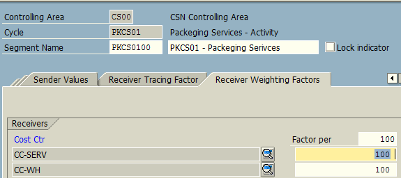 Create Plan Indirect Activity Allocation Cycle – Receiver Weighting Factors