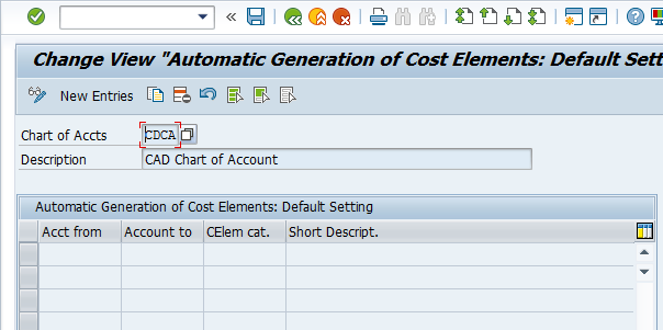 Automatic Generation of Cost Elements Settings