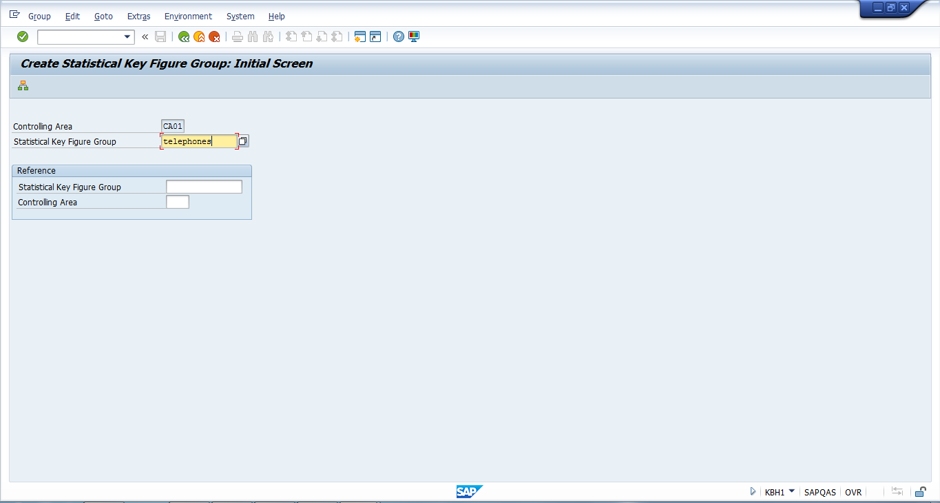 Create Statistical Key Figure Group – Initial Screen