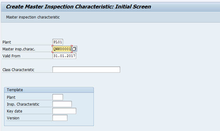 qs21 create inspection characteristic sap