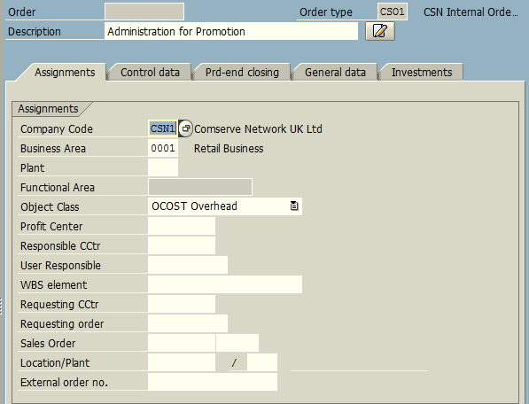 Create Statistical Order Assignments