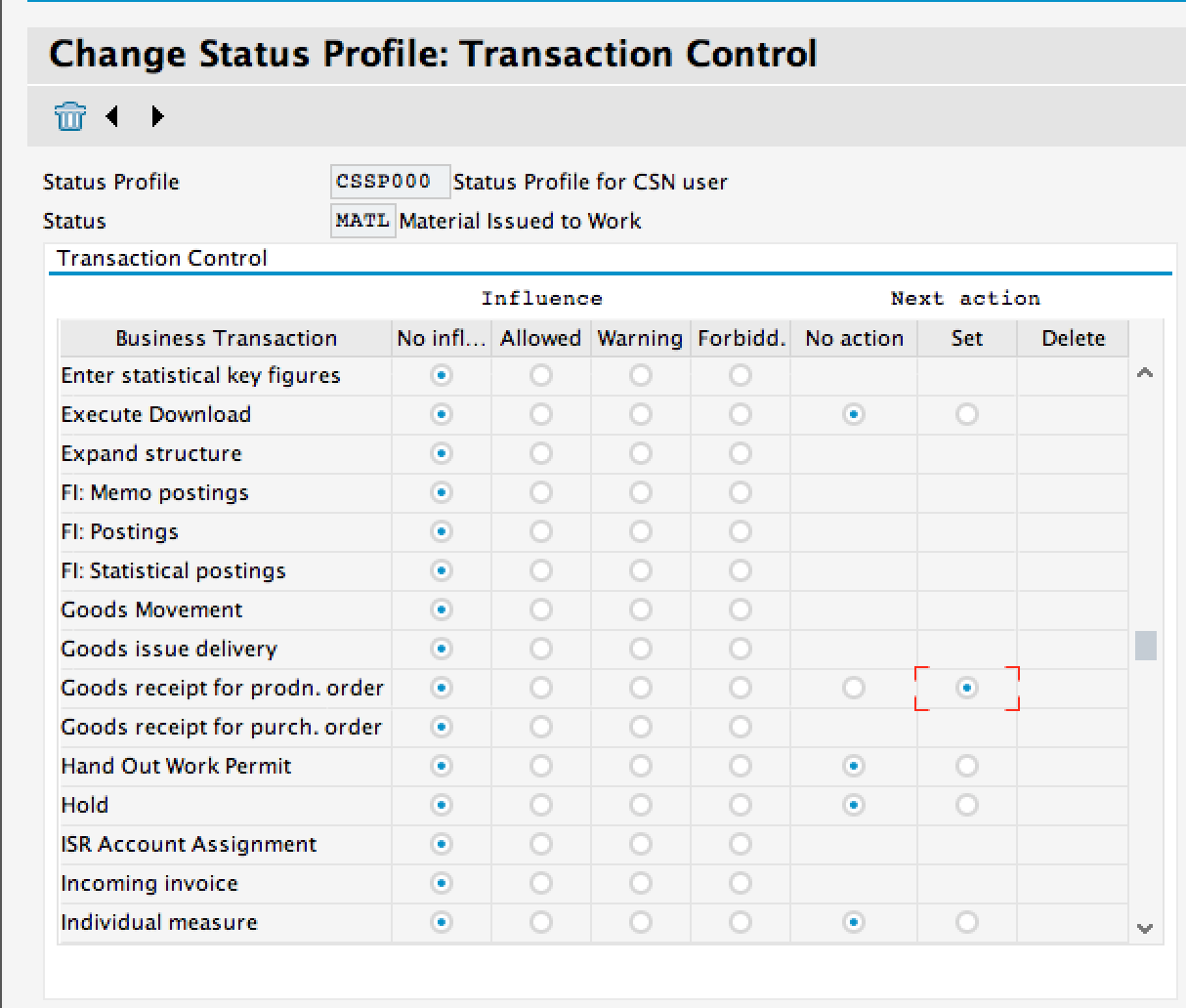 Update Transaction Control Settings