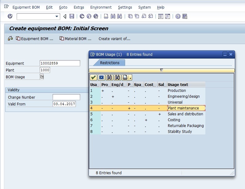 Create Equipment BOM Transaction