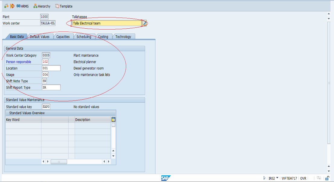 SAP Create Work Center - Basic Data