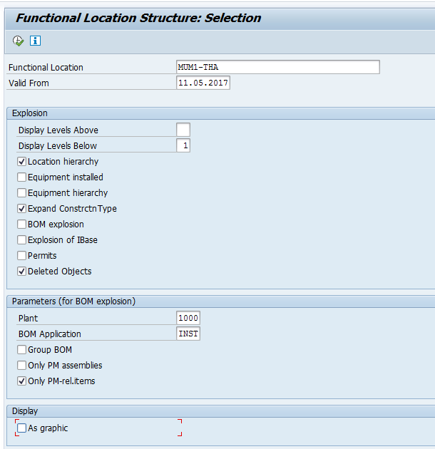 Display SAP Functional Location Structure (Selection Screen)