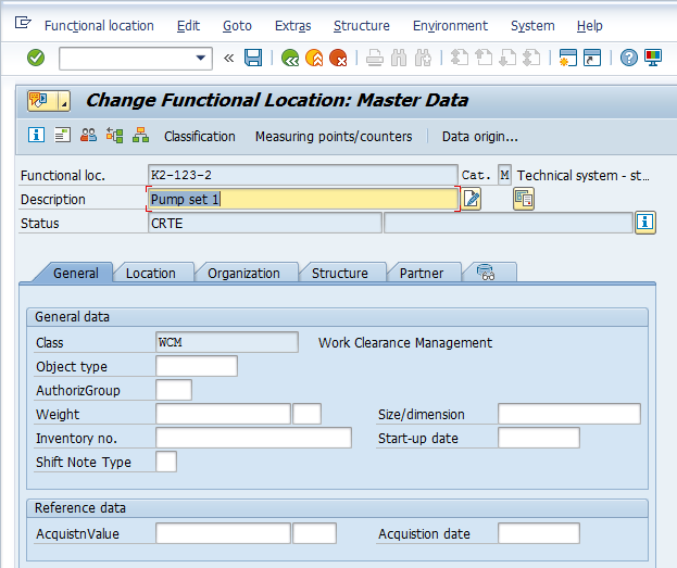 Change SAP Functional Location